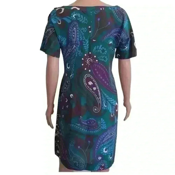 Banana Republic Retro Paisley Print Silk Shift Dress Size medium - Picture 2 of 9